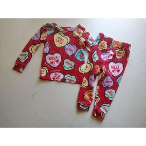 Sweethearts Candy Conversation Hearts Pajama Set Red Toddler 2T Valentine's Day